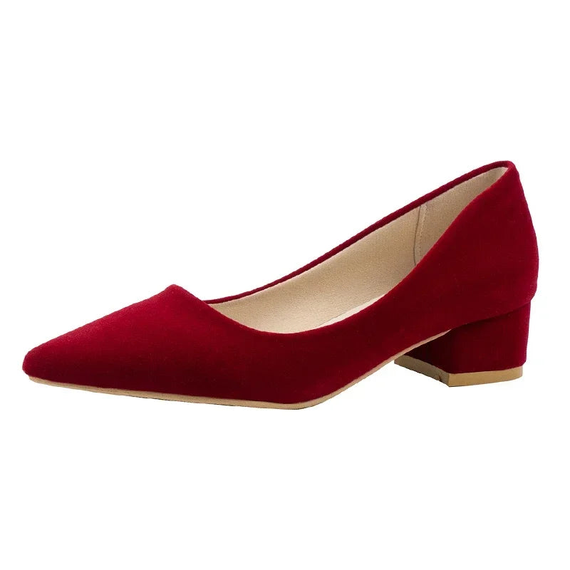 French Red Wedding Shoes for Women 2024 Spring/Summer/Autumn New Pointed Thick Heels Not Tiring Feet Bride Shoes
