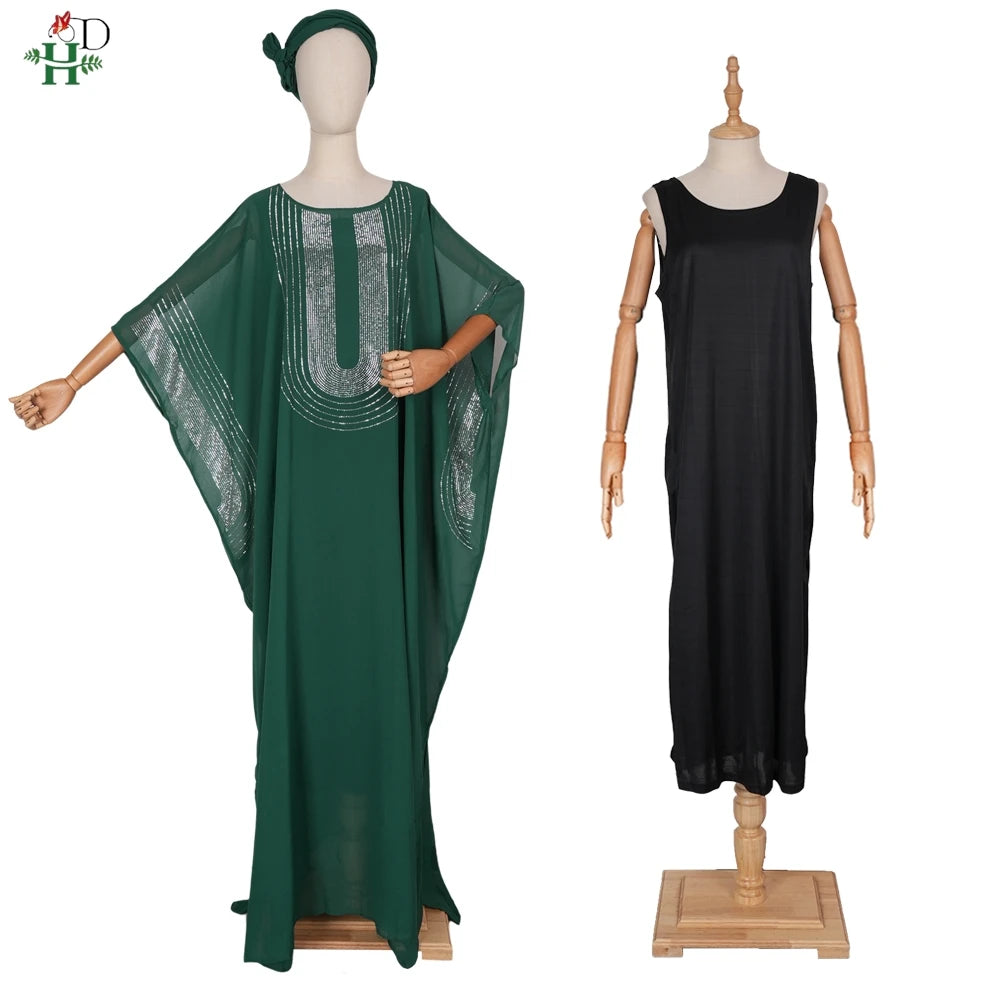 H&D 2025 African Dresses For Women Traditional Clothing Ankara Outfits Gown Abayas Robe Muslim Ramadan Kaftan Maxi Long Dress