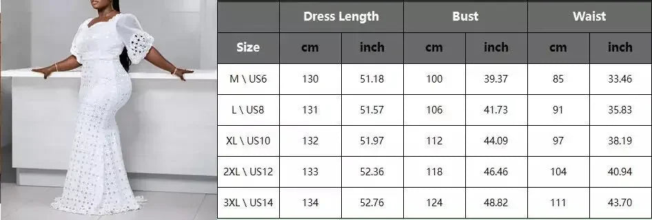 White Women Dress Bodycon Long Maxi Robe African High Waist Femme Vestiods Plus Size Dresses Black Party DInner S-5XL