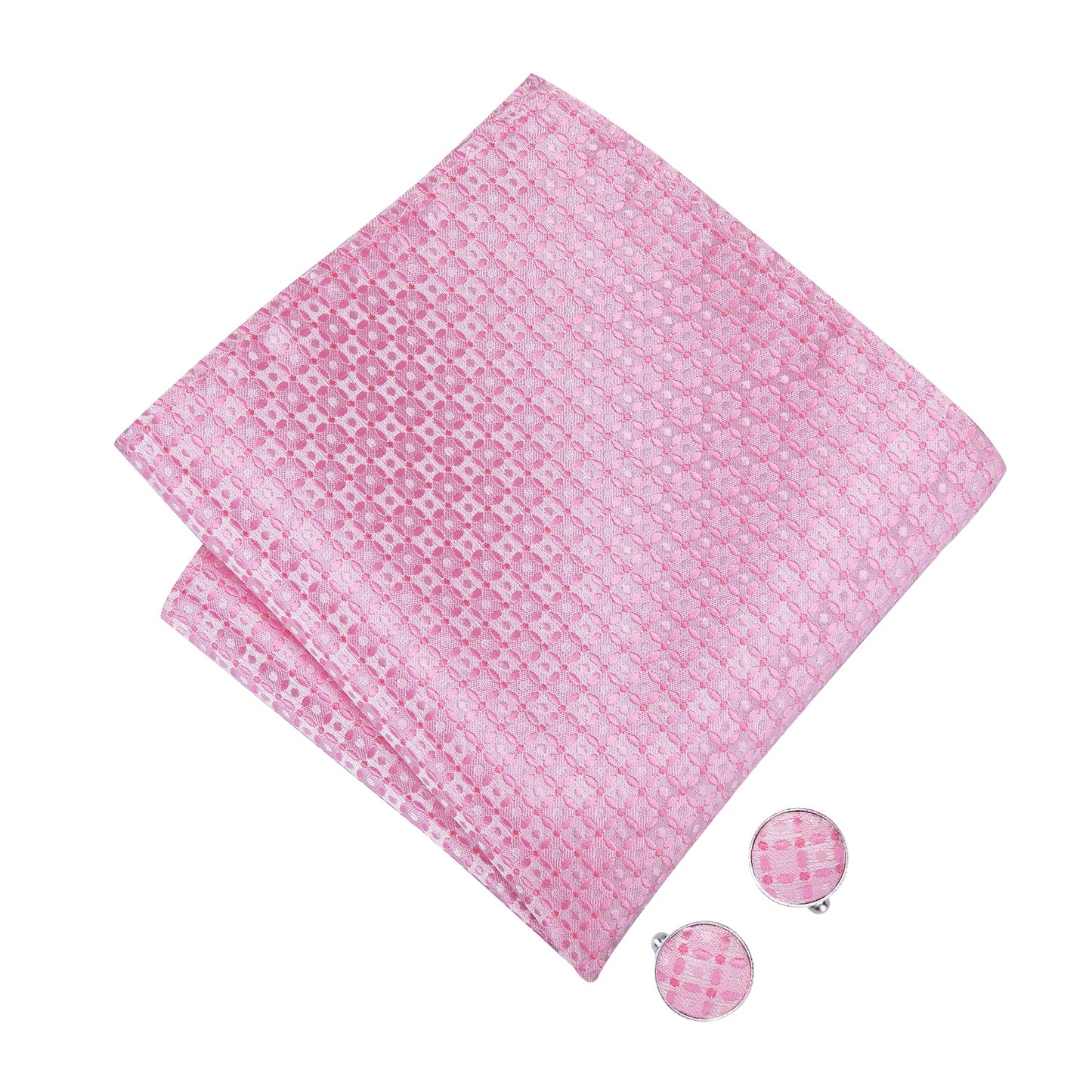 Hi-Tie Pink Dot Silk Mens Pre-tied Bow Tie Hanky Cufflink Set Dusty Pink Butterfly Knot Bowtie for Male Wedding Business