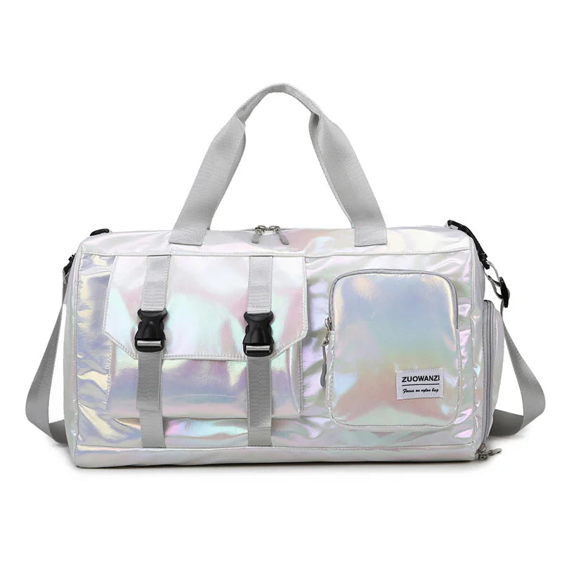 Pearl Glossy Gym Bag Women Fitness Training Handbag Waterproof Yoga Bags Wet Dry Separation Swimming Pack Female Travel Tote Bag
