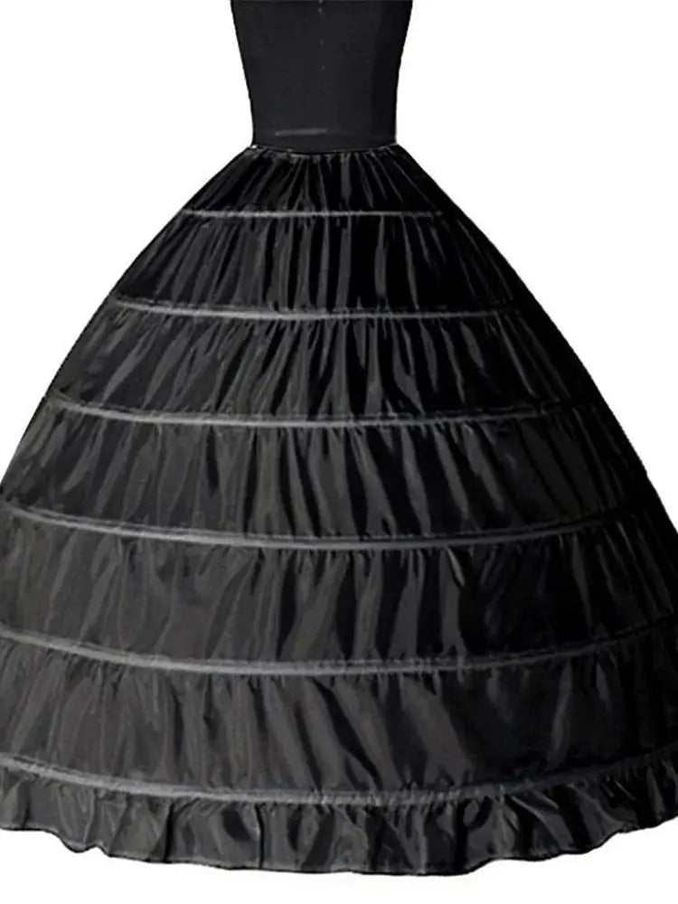 6 Hoop Crinoline Black White Long Wedding Petticoat Ball Gown Dress Underskirt Skirt Half Slips Wedding Accessories