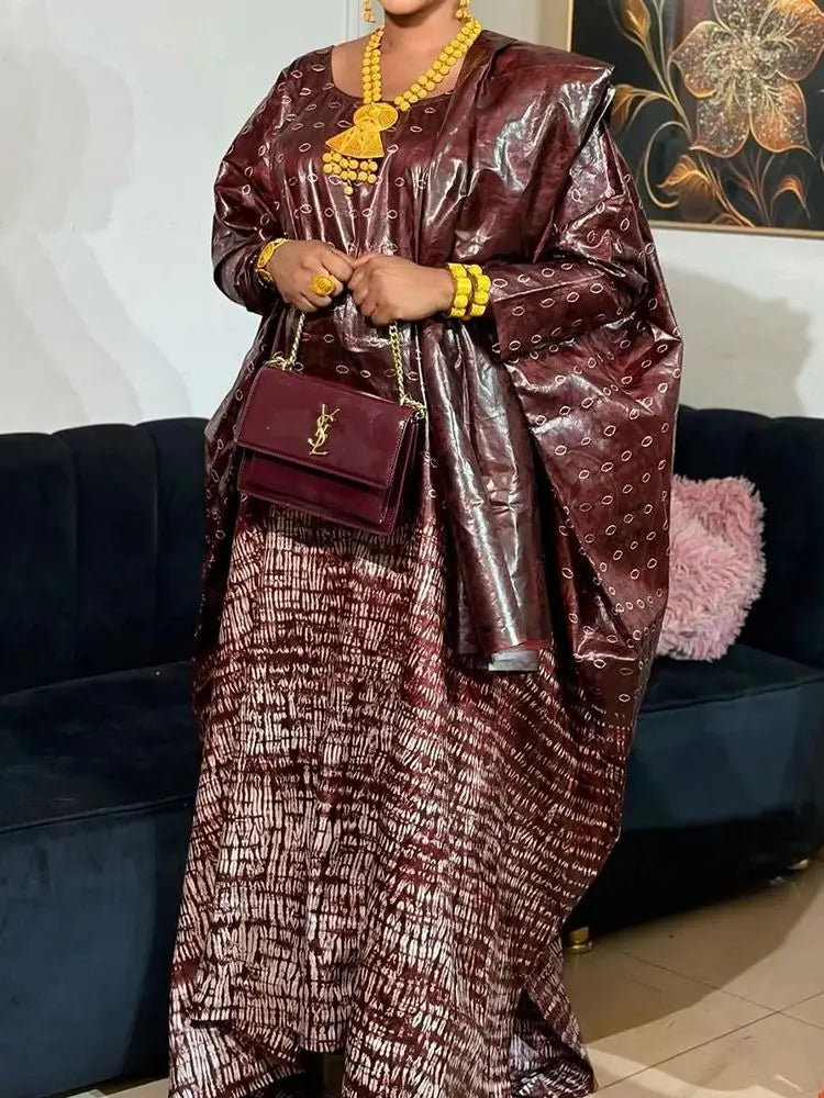 African Printed Riche Long Dresses For Nigeria Women Ankara Wedding Dashiki Robe Boubou Clothing Women Long Dress Guipure Robe