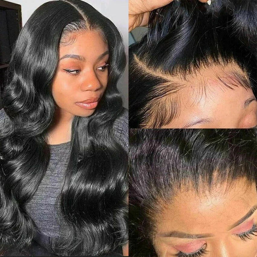 Lemoda 13x6 HD Lace Frontal Wigs Human Hair Body Wave 250% Density Brazilian Virgin Hair Full Frontal Lace Wig Pre plucked 12A