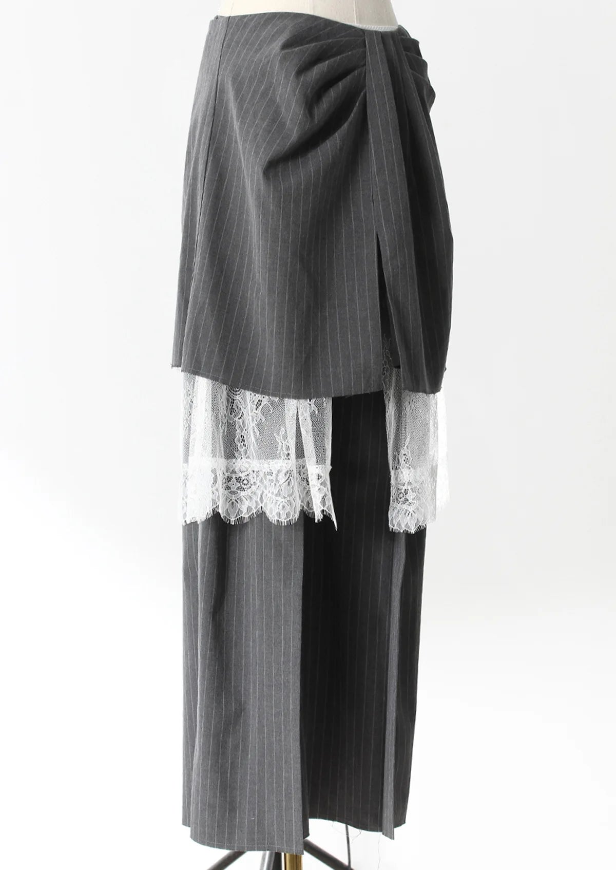 ZMEENNA Gray Stripe Patchwork Skirt Gauze Pants 2 Piece Sets For Women 2025 Spring Fashion Female New Elegant Pants ZM616