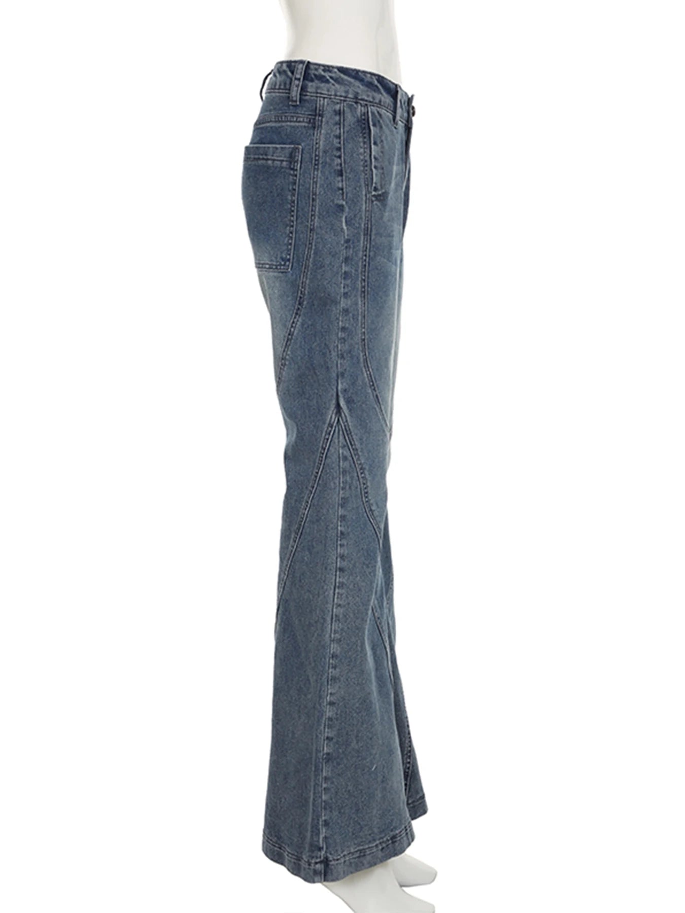 IAMSURE Y2K Casual Slim Pockets Jeans Flare Pants Basic Low Waisted Boot Cut Pants Women 2025 Spring Autumn Streetwear Ladies