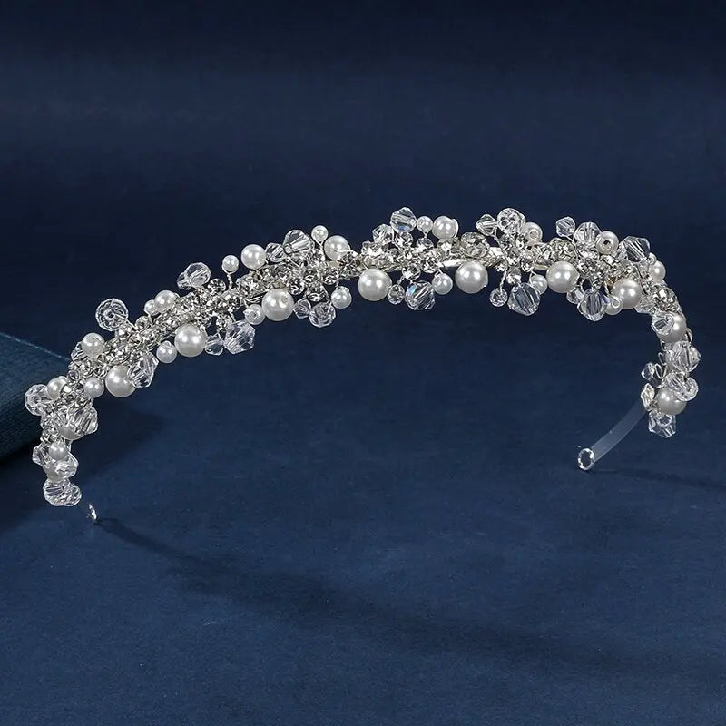 Bridal Wedding Headbands Full Pearl and Rhinestones Tiaras Hairbands For Women Bride Bridal Wedding Hair Accessories Jewelry