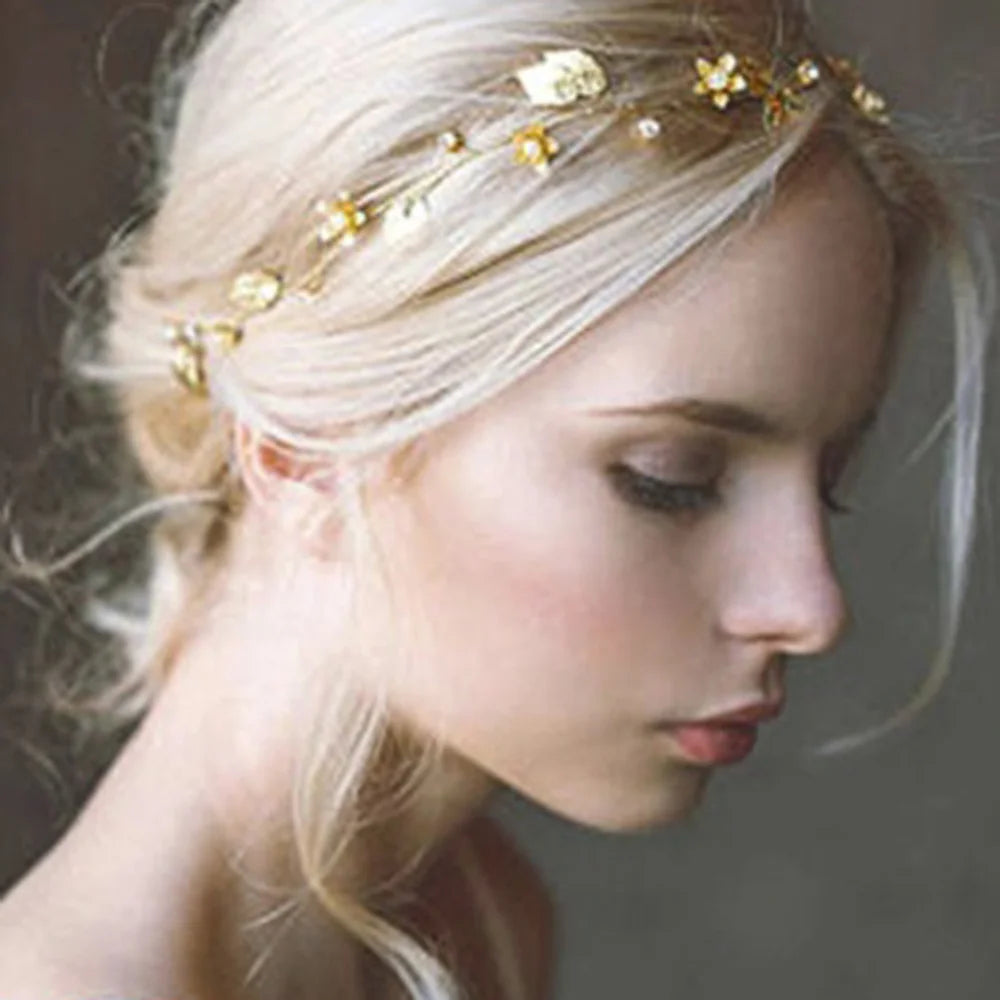Bridal Wedding Headbands Handmade Bride Tiaras Shiny Rhinestone Flower Hairband Bridal Headpeice Hair Accessories For Women Girl