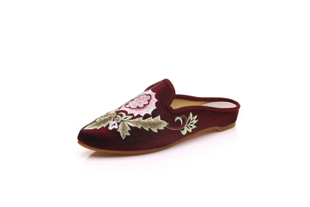 Summer Harajuku Chinese Style Women's Slippers Casual Vintage Embroidery Women Shoes Ethnic Style Fashion Streetwear Sandales
