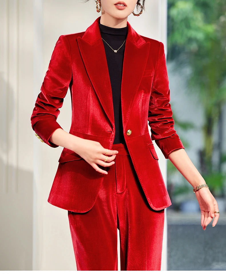 Yitimuceng 2025 New Fashion Office Women Two Piece Set of Fashionable Slim Fit Single Button Long Sleeved Women Long Pants Set