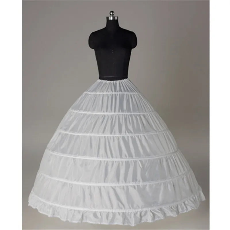 6 Hoop Crinoline Black White Long Wedding Petticoat Ball Gown Dress Underskirt Skirt Half Slips Wedding Accessories