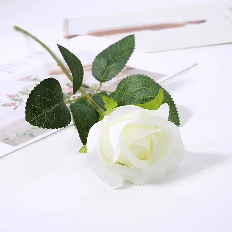 Artificial Roses Velvet Flowers with Long Stem Fake Roses Bouquet DIY for Home Vase Garden Craft Flower Wall Wedding Decoration