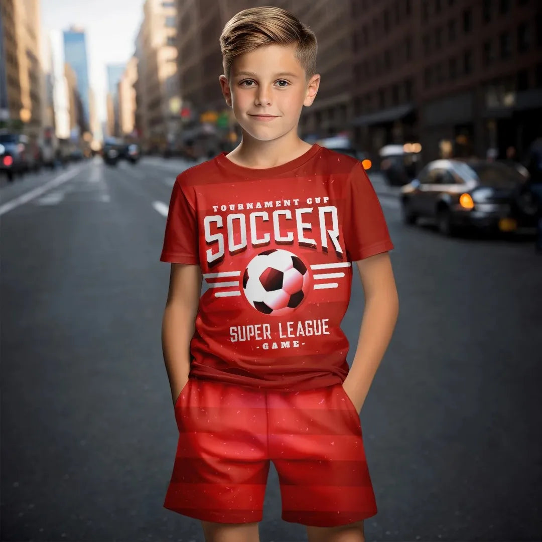 2025 summer new children's T-shirt set, boys' summer short sleeved shorts two-piece set, children's set, breathable sportswear s