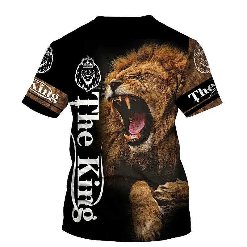 Lion 3D Printing T-shirt Personalized Customization High Quality Large Size Sports Casual Short Sleeve Summer Street Clothing