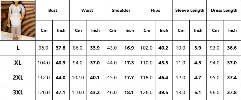 Elegant African Dresses New Trends Luxury Diamond Tassel V Neck Sheath Mid Calf Modest Female Business Work Wear Gowns Clothes