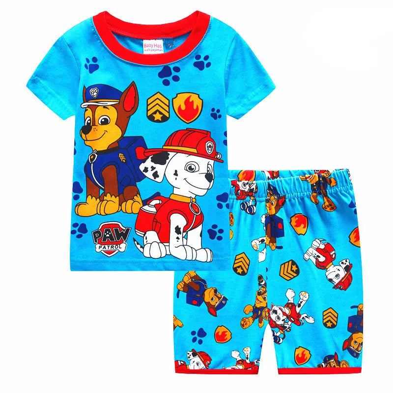 Summer Baby Boys Home Clothes Sets PAW Patrol Kids Pajamas Short Sleeve Round Neck Outfits Toddler Sleepwear Suits