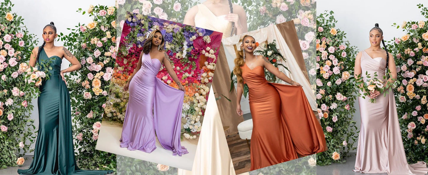 Purple Blue Pink Bridesmaid Dresses Women For Wedding Satin One Shoulder Sexy Mermaid Vestidos Para Bodas Mujer Invitada Chic