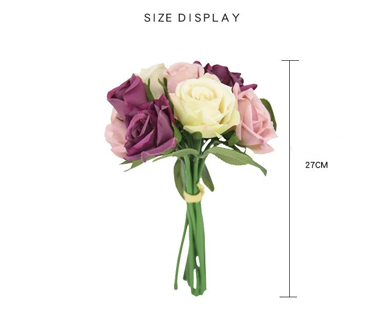 9 Head Artificial Bouquet Rose Bouquet Wedding Decor Artificial Flower Home Decoration Accessories Silk Flowers
