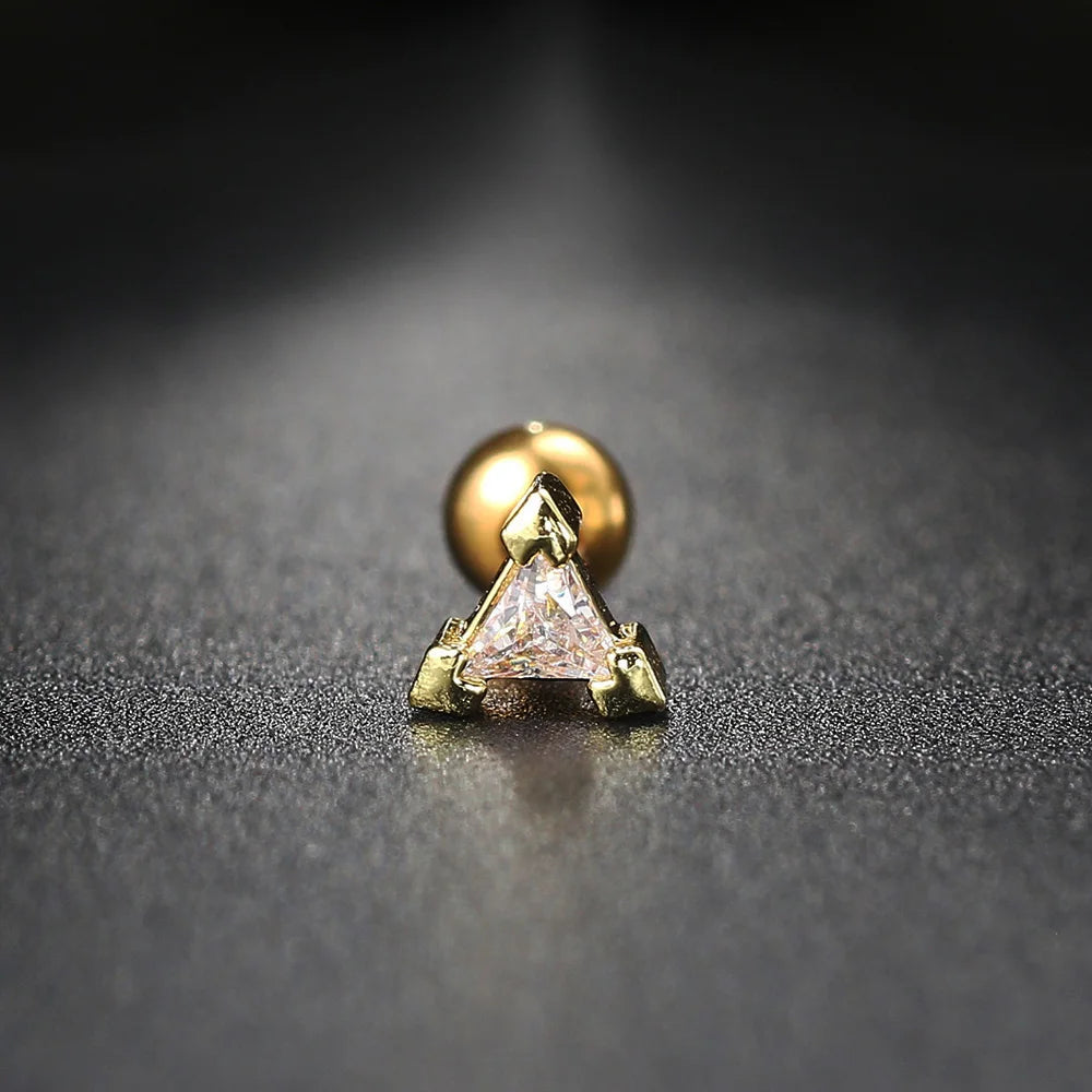 1PC Septum Conch Tragus Piercing Earrings for Women Crown Star Zircon Gold Color Helix Daith Lobe Cartilage Piercing Ear Jewelry