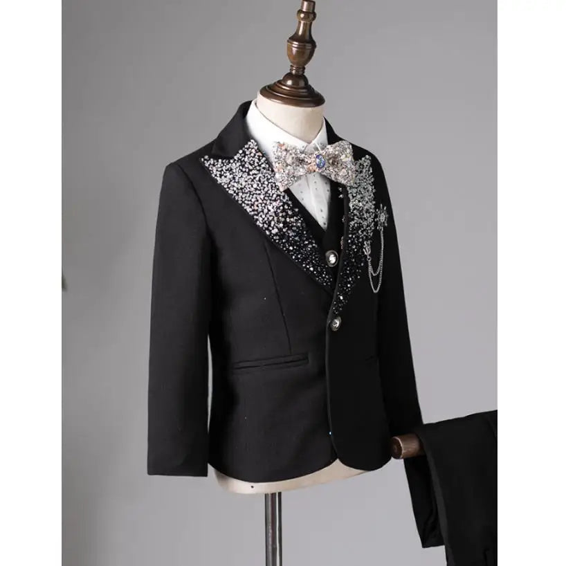 Children's Suit Set For Boys 2024 New Autumn And Winter High-End Fashion Show, Blazers For Boys Hosting Piano Performances A4236