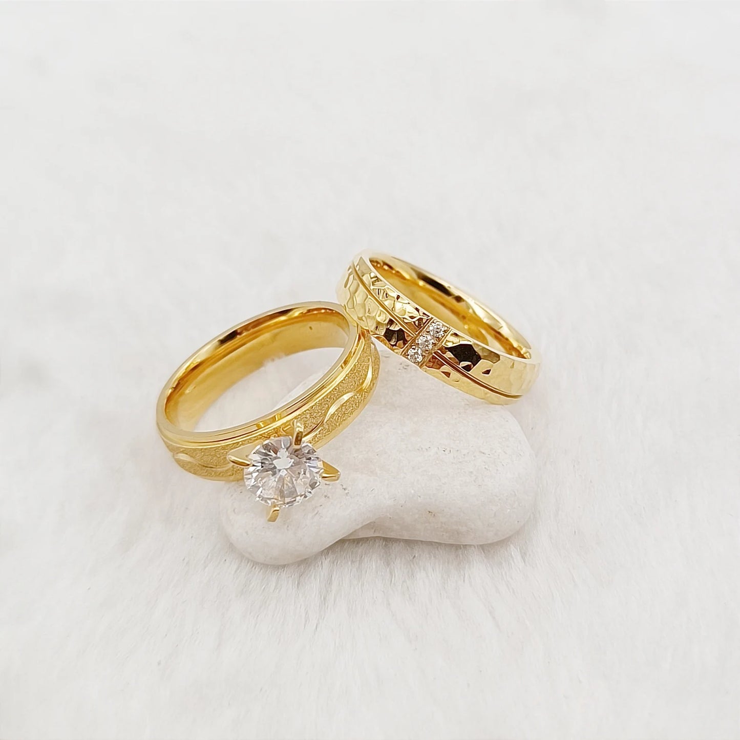 Ladies Stackable Cz Diamond Wedding Engagement Rings Bridal Sets For Girl women 24k Gold Plated Jewelry Love commitment alliance
