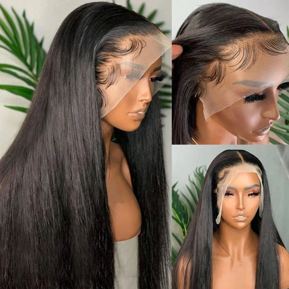 200% 13x4 Bone Straight Lace Front Wigs Human Hair Brazilian Remy Transparent 13x6 HD Lace Frontal Wig 26 28 30 Inch Closure Wig