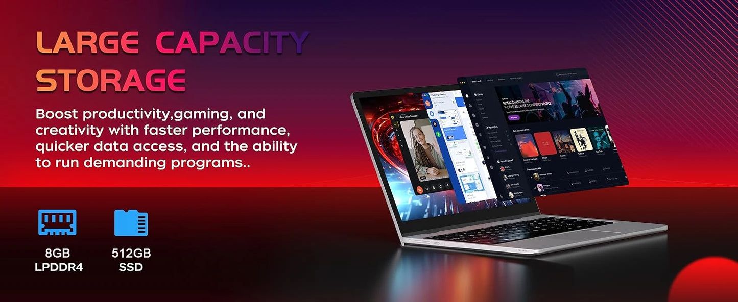 11.6" Portable 2 in 1 mini Laptop Computer Touch Screen Intel Celeron N4020 8GB RAM 512GB SSD Windows 11 Pro Office Learning PC
