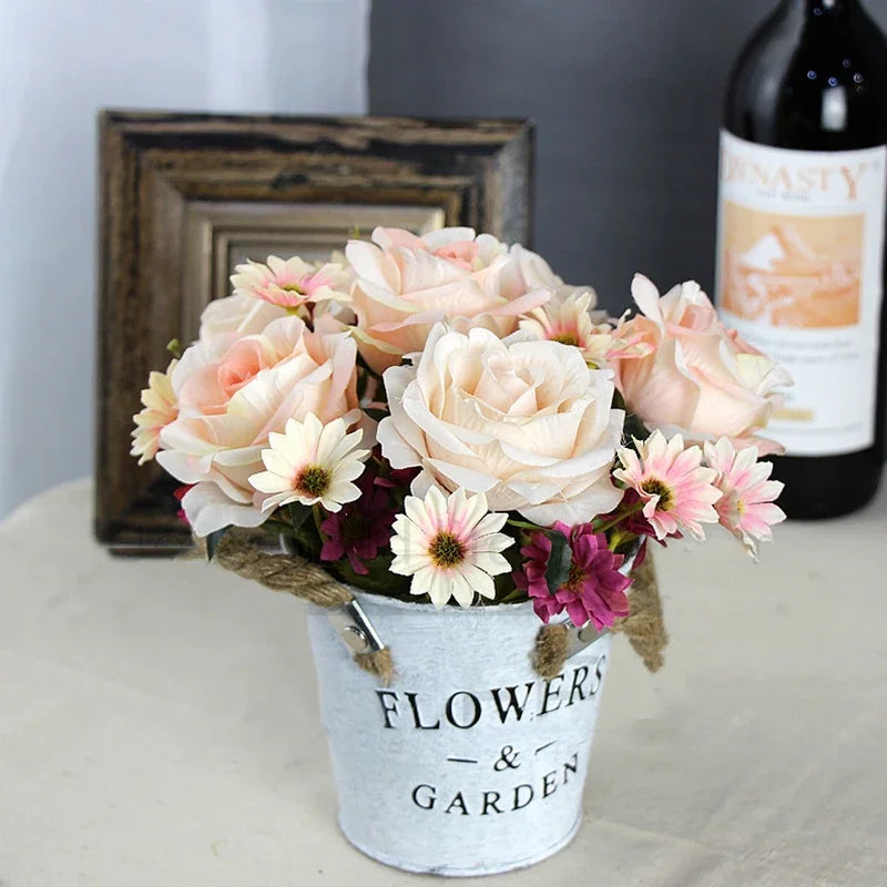 High-quality Silk Orange Rose Artificial Flowers for Wedding Decoration, Big and Realistic.