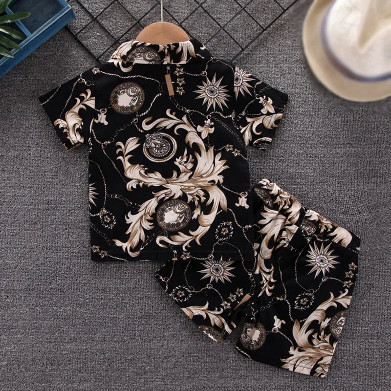 Summer Toddler Baby Boy's Suit Fashion Print Clothes Set Shirt Top Shorts 2PCS Clothing Set For Boys Infant Suits Kids Clothes