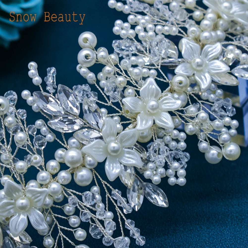 DZ023 Fashion Wedding Headpiece Crystal Pearl Hair Piece 2022 Bridal Tiara Dinner Party Headdress For Women Bride Headwear