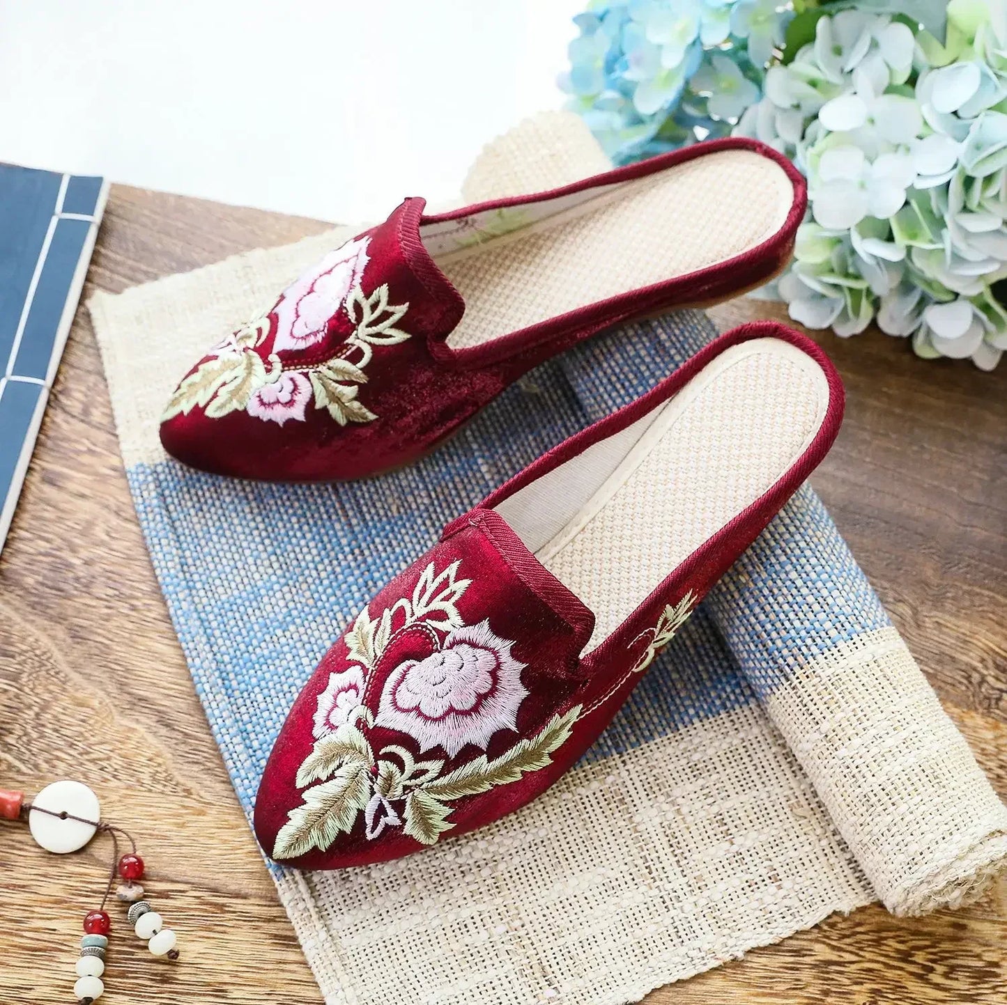 Summer Harajuku Chinese Style Women's Slippers Casual Vintage Embroidery Women Shoes Ethnic Style Fashion Streetwear Sandales