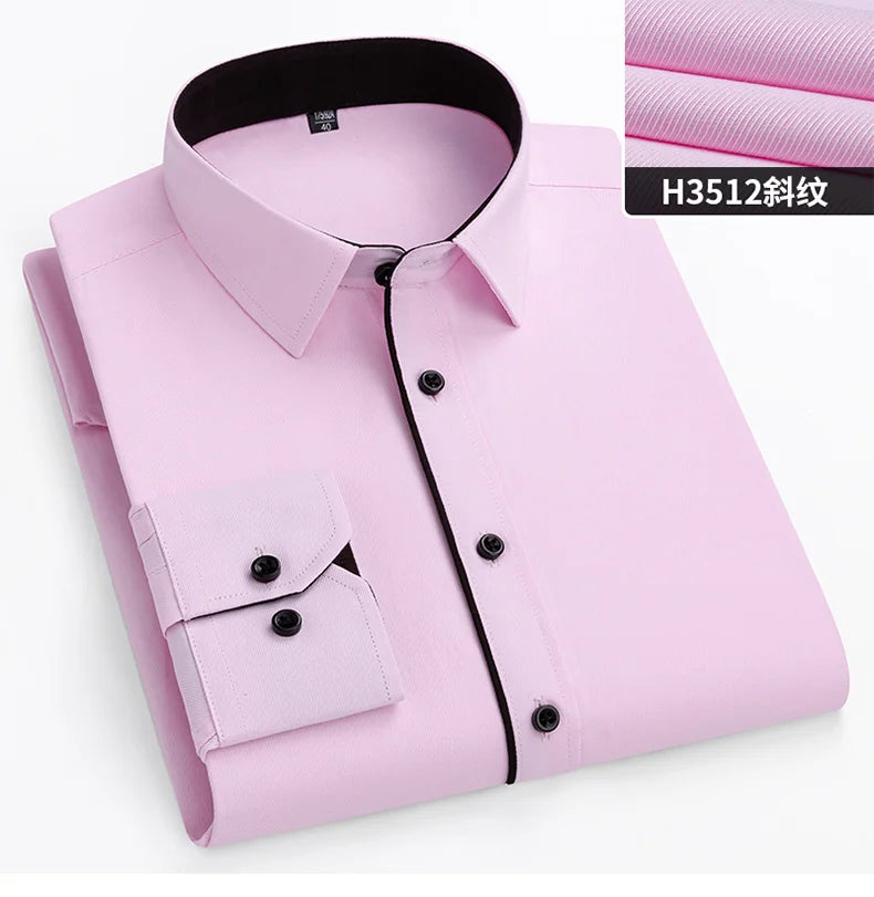 New Men's White Business Shirt Autumn Long Sleeve Leisure Plus Size Big 11XL 10XL 9XL Patchwork Black Yellow Social Dress Shirts
