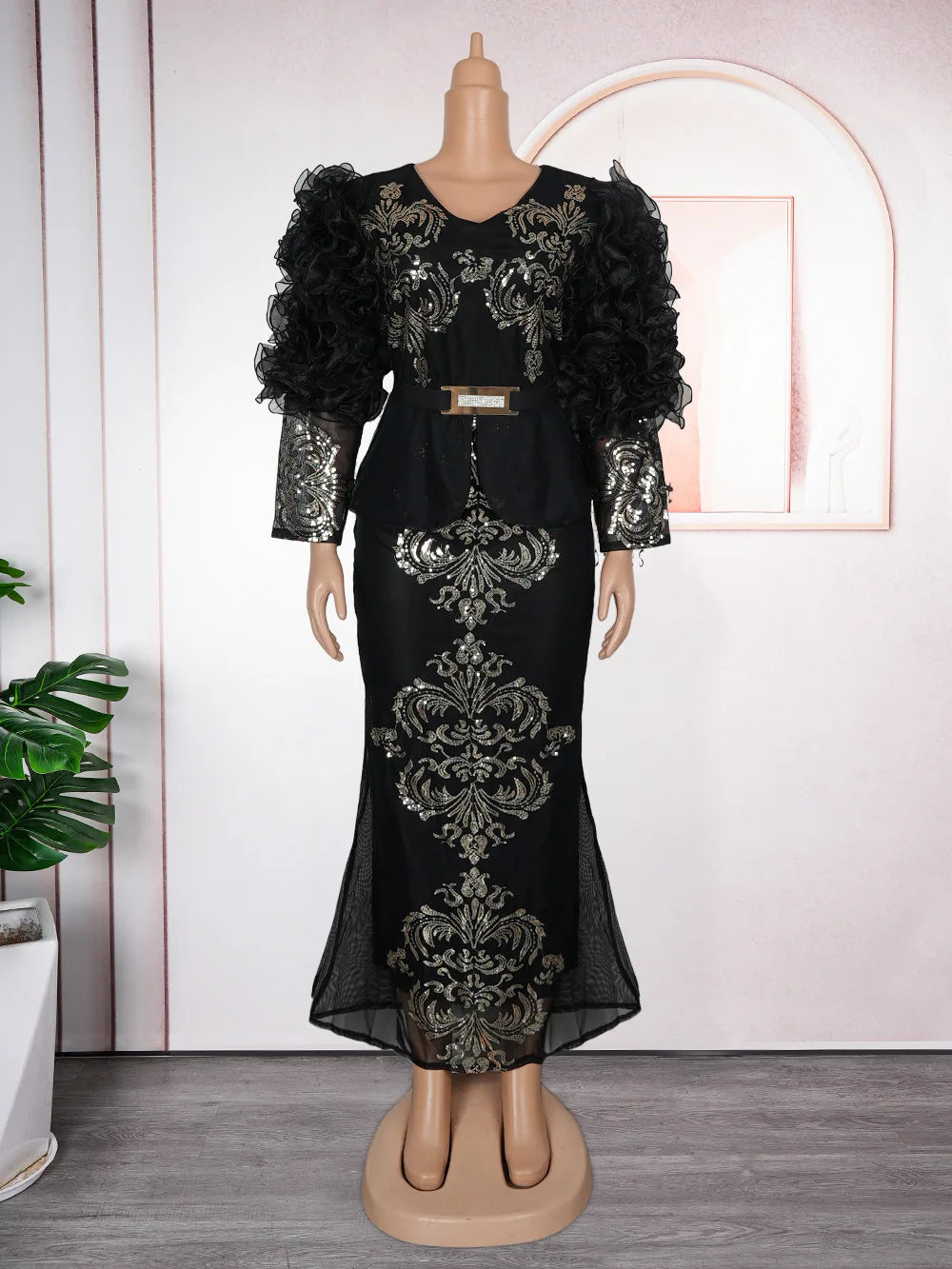 African Dresses for Women 2025 Fashion Plus Size Sequin Evening Party Long Dress Dashiki Ankara Outfits Robe Africa Clothing