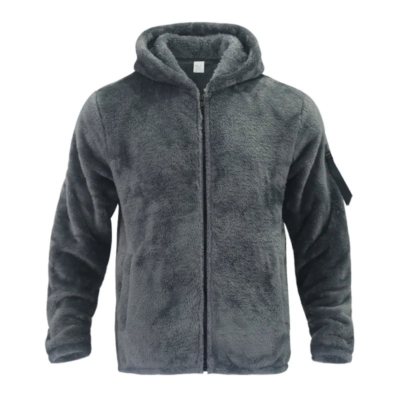 Men's Winter Jacket Warm Loose Casual Fleece Soft Fabric Velvet Skin Friendly Solid Streetwear Fashion Jackets Coats for Men