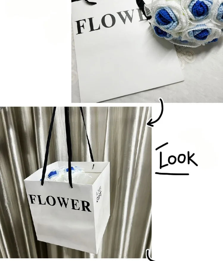 Handmade Knitted Crochet Artificial Rose Bouquet DIY Material Pack Wedding Decoration Bride Holding Flowers Valentine's Day Gift