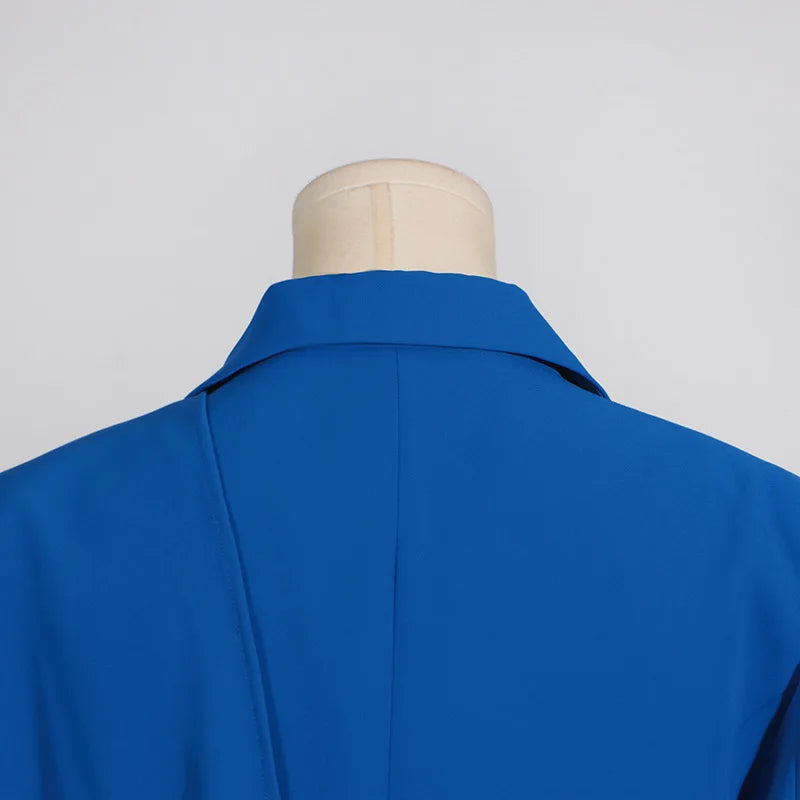 Fashion Suit Jacket for Women 2024 Autumn New Blue Design Formal Slim Fit High-end Small Suit Women Clothing
