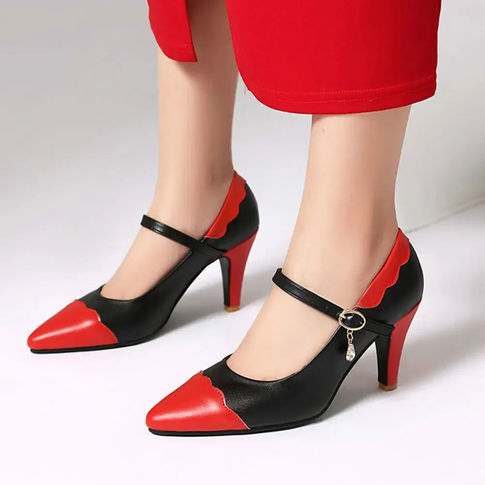 Zapatos De Mujer New Elegant Fahsion Women Shoes High Heels Buckle Strap Pointed Toe Pumps Wedding Shoes Bride Big Size 46 2513