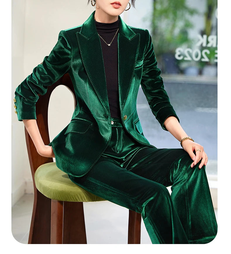 Yitimuceng 2025 New Fashion Office Women Two Piece Set of Fashionable Slim Fit Single Button Long Sleeved Women Long Pants Set