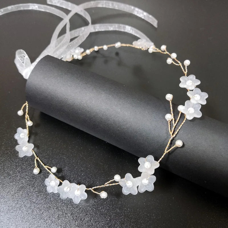 Bridal Bridesmaid Flower Girls Diamante Crystal Pearl Headband Rhinestone Wedding Prom Tiara Women Hair Accessories