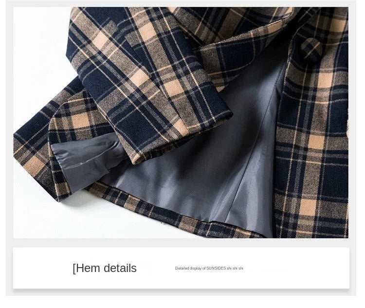 PEONFLY Vintage Casual Plaid Blazer Women Fashion Single Button Office Ladies Jacket Coat Notched Collar Long Sleeve Jacket 2023
