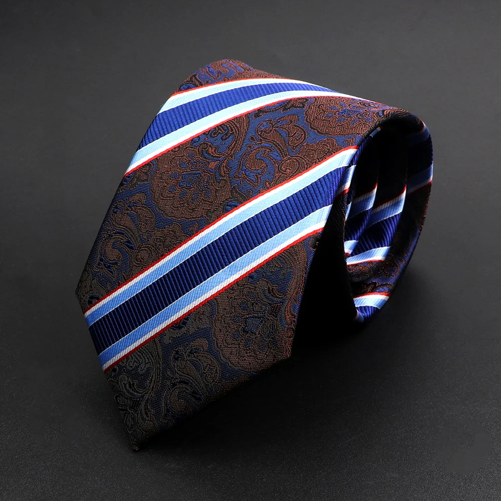 New Design Wedding Men Tie Brown Solid Striped Paisley Flower Neckties Men Business Dropshipping Groom Collar Accessories Gift