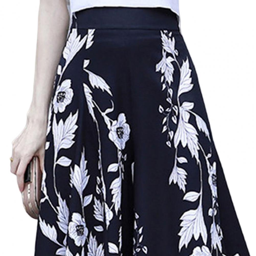 Women's Summer Long Pants Skirt Contrast Color Baggy Flower Print High Waist Slimming Plus Size Trousers Skirt Daily Clothes