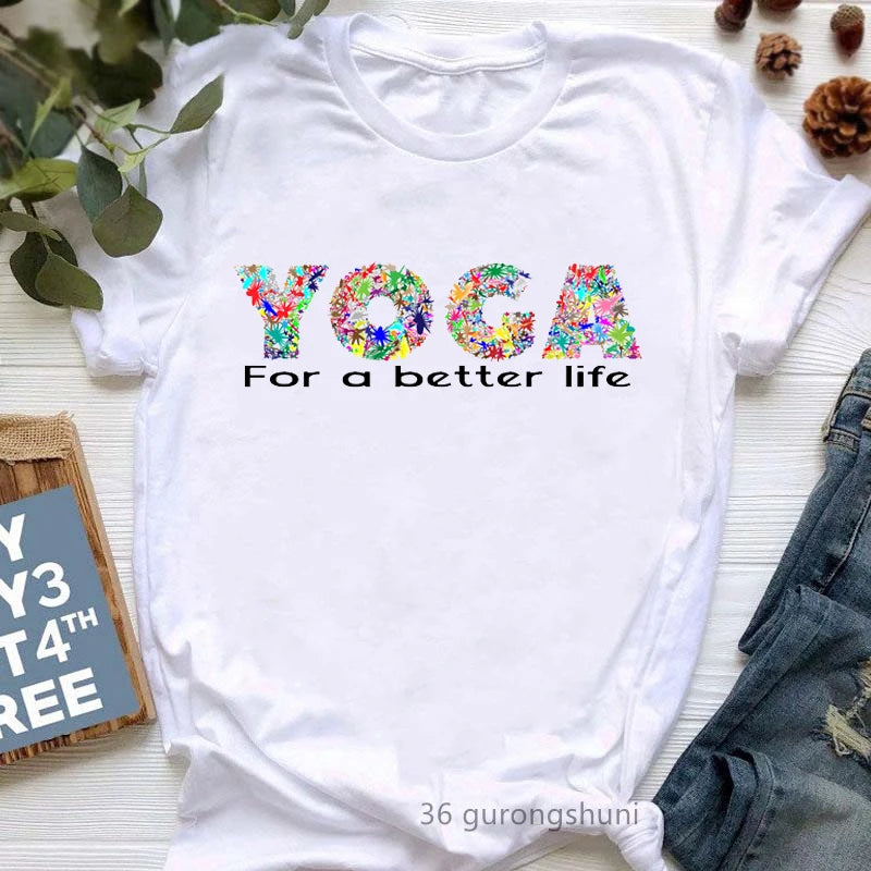 Newest Yoga Tree Print Tshirt Girls Summer Fashion Short Sleeve T Shirt Women Buddha Chakra Meditation T-Shirt Female Wholesale