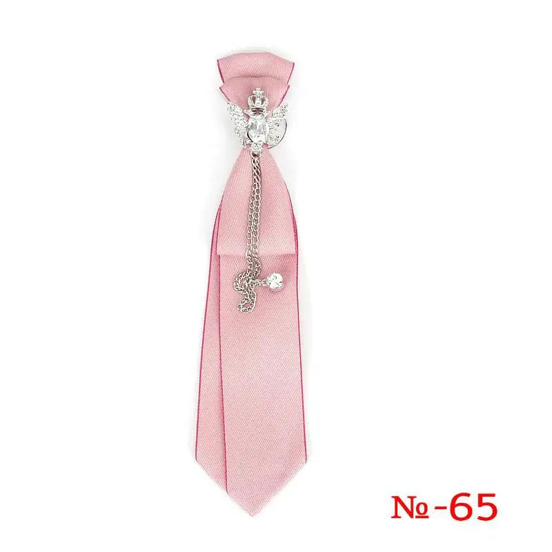 Retro Fabric Ribbon Rhinestone Black Bow Tie Collar Bowkont Cravat School Girl Boys Gifts for Women Clothing Jewelry Accessories