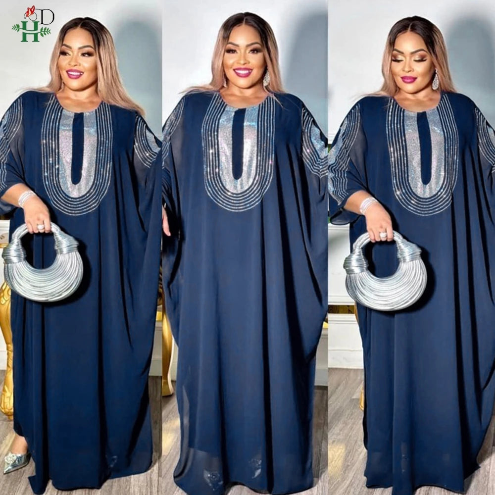 H&D 2025 African Dresses For Women Traditional Clothing Ankara Outfits Gown Abayas Robe Muslim Ramadan Kaftan Maxi Long Dress