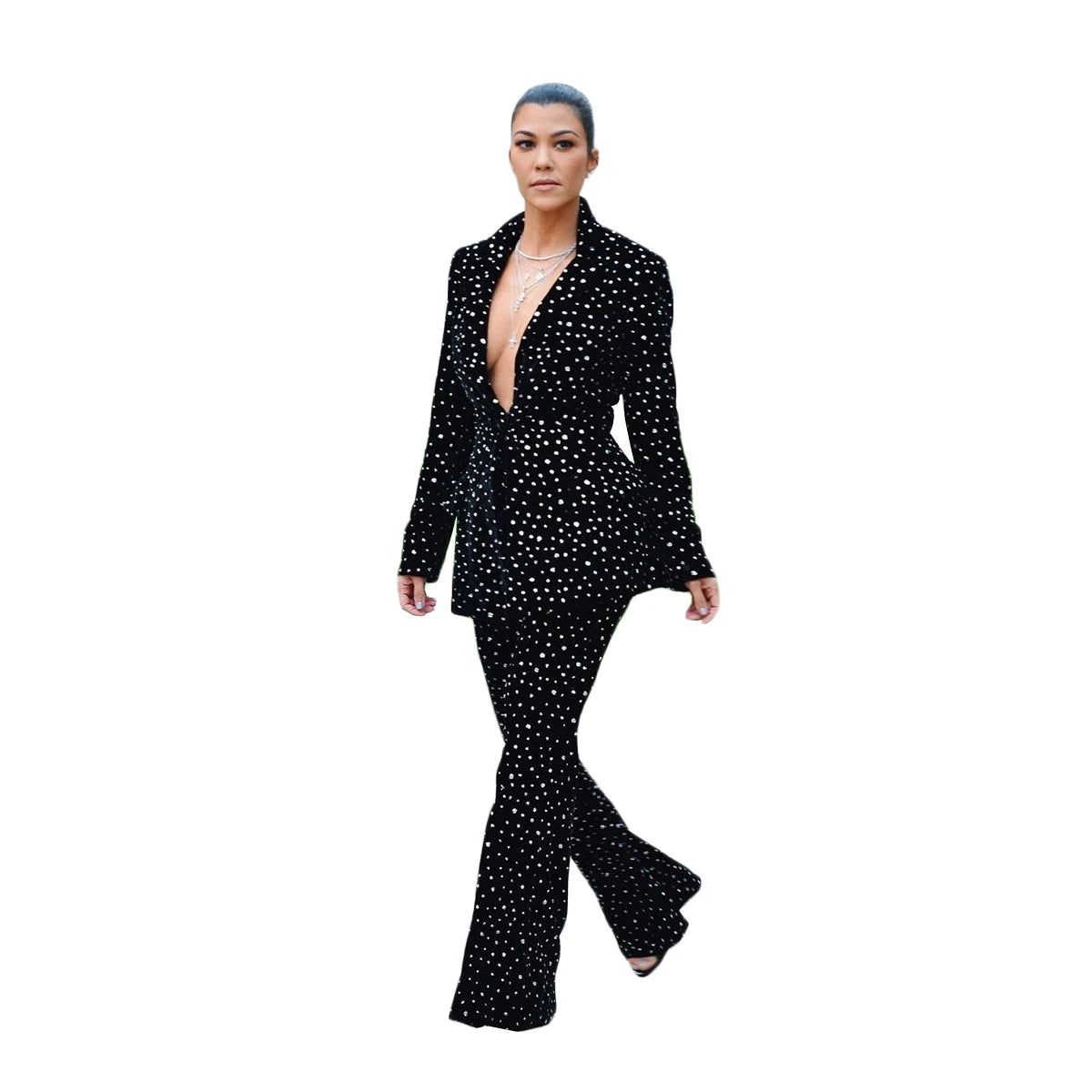 Red Carpet Women Blazer Suits Full Crystal Beads Street Power Outfits Evening Party Pants Suits Wedding Wear 2 Pieces