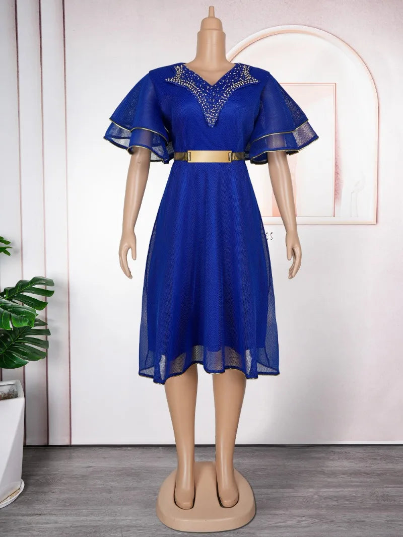 African Dresses Plus Size Elegant Dress Africa Clothes Dashiki Ankara Turkey Outfit Wedding Soiree Party for Women Summer Season