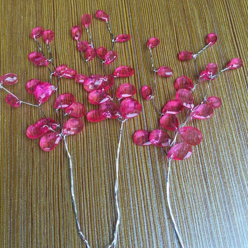 20Pcs Acrylic Flower Branch Artificial Flower Bouquet Crystal Flowers Colorful String Wedding Party Home Craft Decoration Crafts