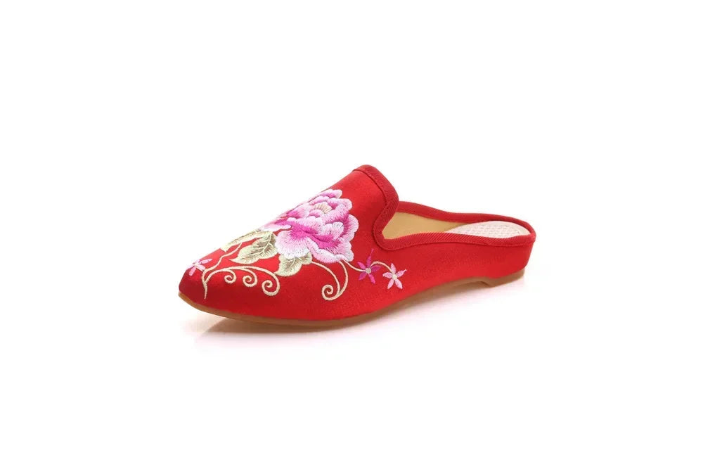 Summer Harajuku Chinese Style Women's Slippers Casual Vintage Embroidery Women Shoes Ethnic Style Fashion Streetwear Sandales