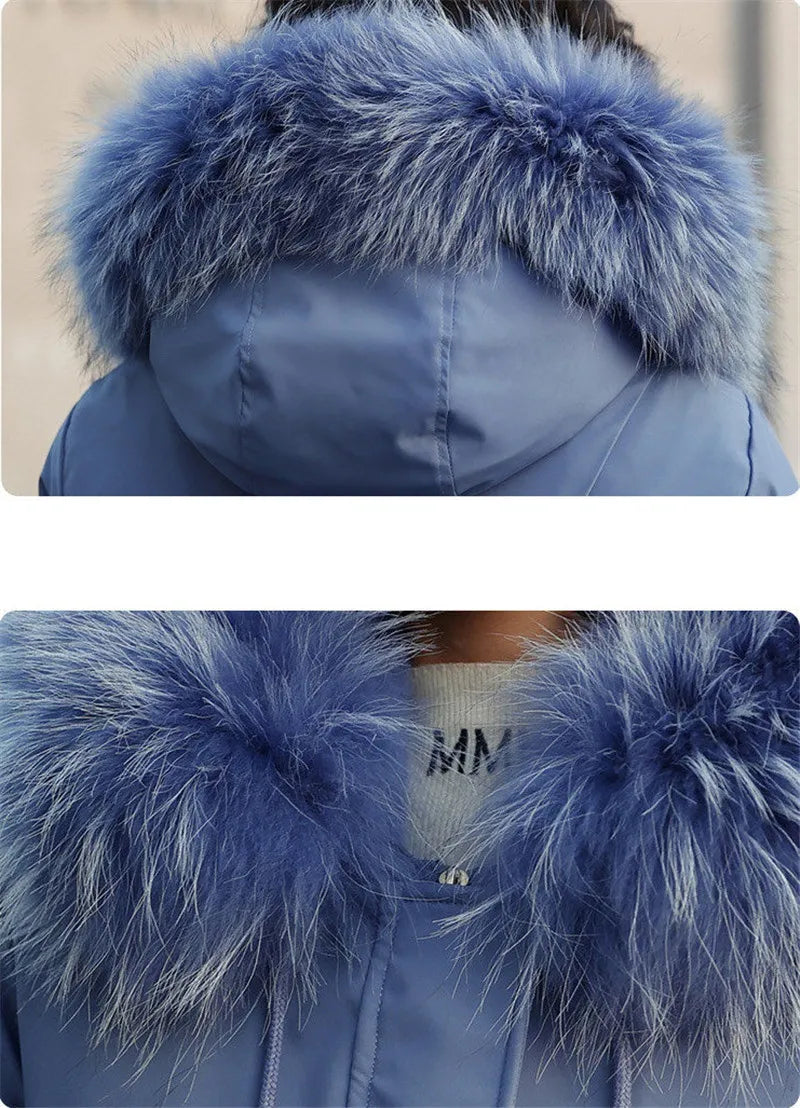 2025 Jackets Coats Outwear New Women's Parkas Winter Jacket Hooded Long Coat Thick Warm Female Cotton Padded Parka Fur Lining